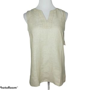 Talbots Linen Blend Sleeveless Top Cream Small